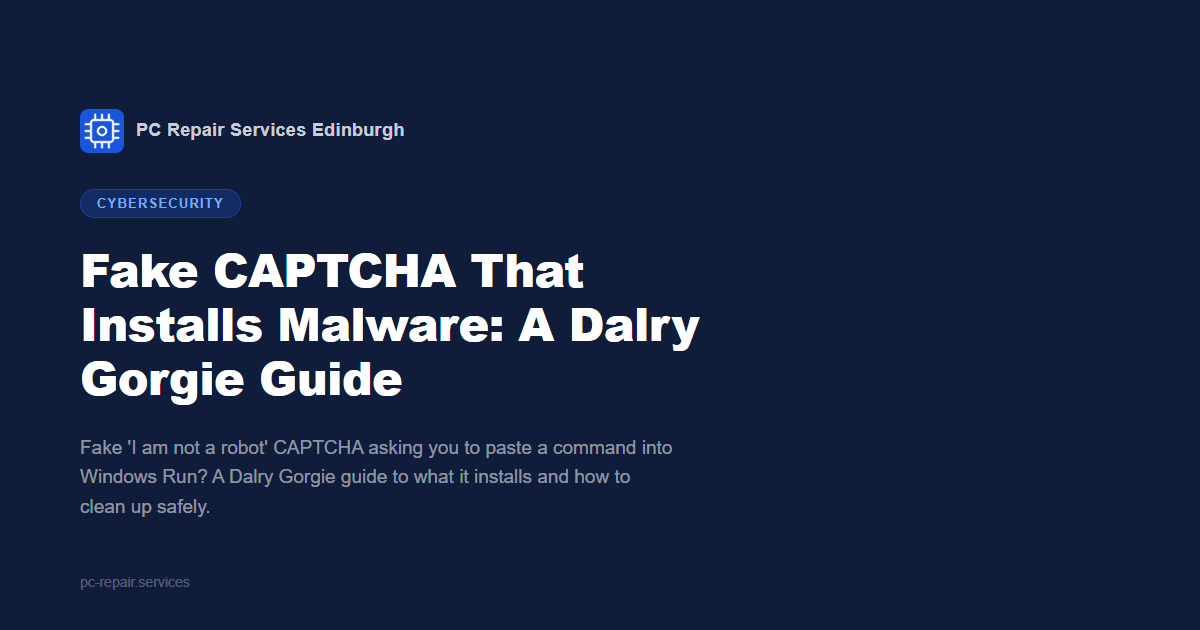 Fake CAPTCHA that installs malware on Windows, a Dalry Gorgie guide from PC Repair Services