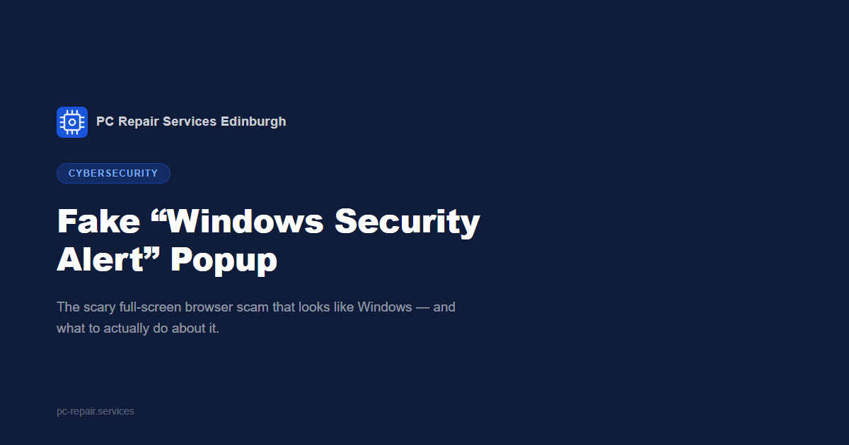 Fake Windows Security Alert Popup &mdash; What It Is and How to Deal With It in Corstorphine