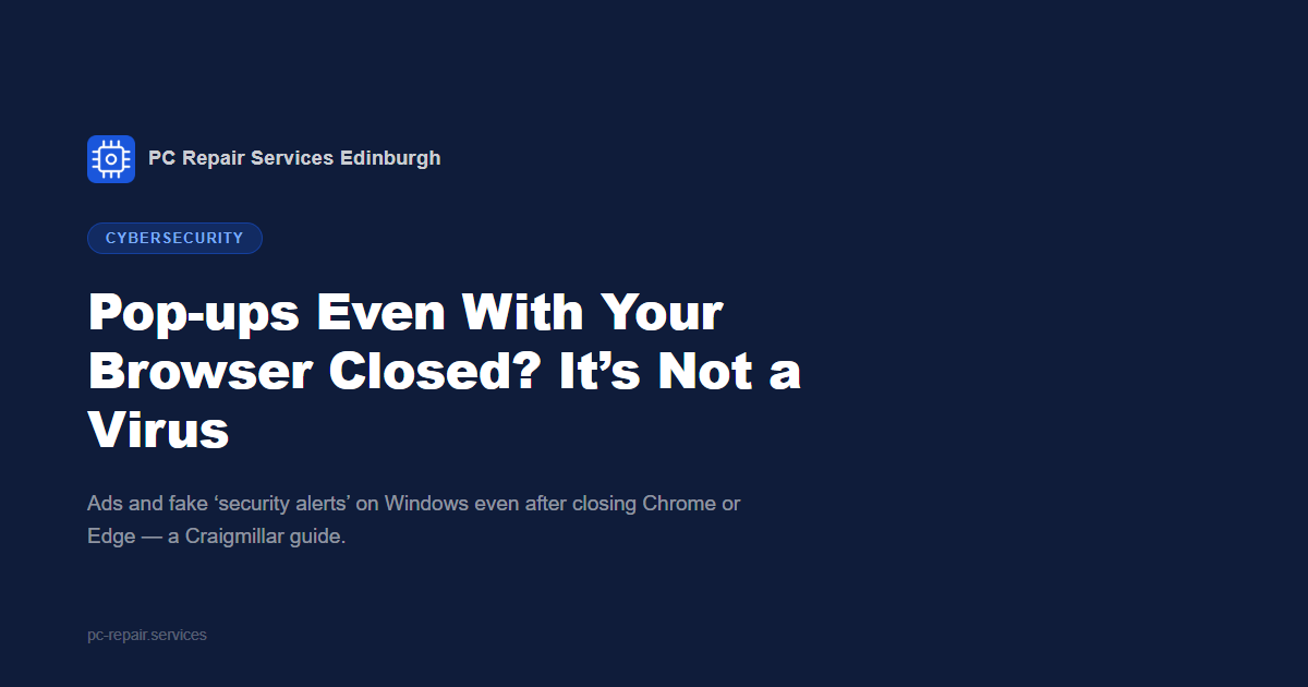 Browser notification pop-ups appearing on Windows even with the browser closed &mdash; a Craigmillar cybersecurity guide