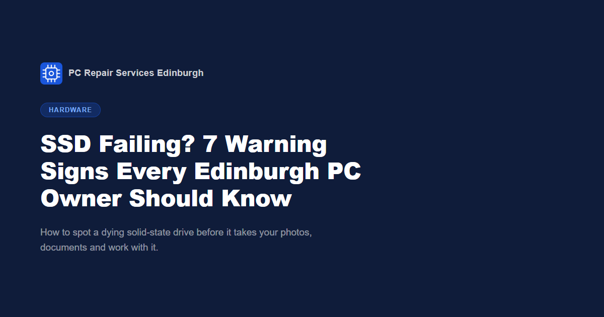 SSD Failing? 7 Warning Signs Every Edinburgh PC Owner Should Know
