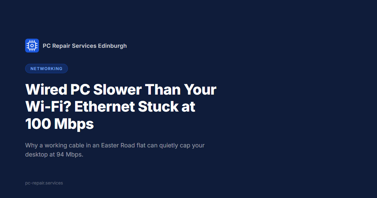 Wired PC slower than Wi-Fi &mdash; why Ethernet sticks at 100 Mbps, an Easter Road networking guide
